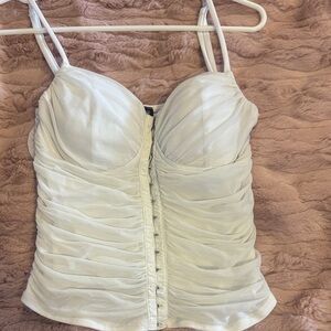 White Ruched Bustier Top